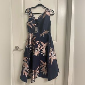 Adrianna Papell navy blush short jacquard dress size 6